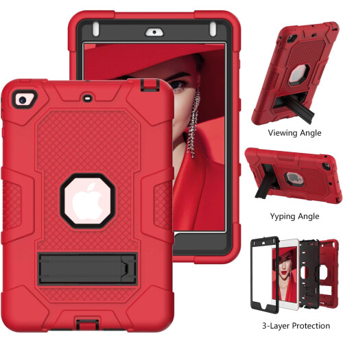 Funda para iPad 9/8/7 10.2" Acorazada con Soporte Rojo 2