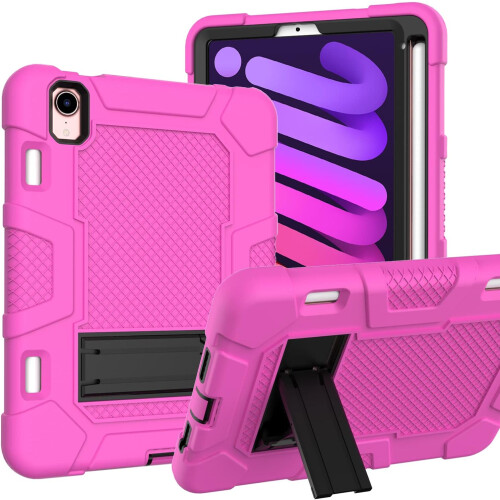 Funda para iPad Mini 6 8,3" con soporte y espacio para el lápiz rosa