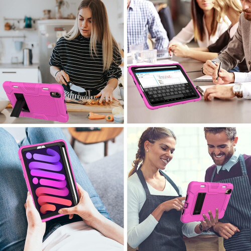 Funda para iPad Mini 6 8,3" con soporte y espacio para el lápiz rosa 1