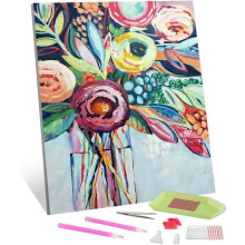 Kit de peinture diamant TISHIRON 5D Fleurs abstraites 30x45cm