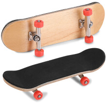 Maple Wooden Alloy Fingerboard Skateboard 96x28mm with Box, Red
