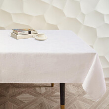 Waterproof Linen Look Tablecloth - Wipe Clean Stain Resistant Spill Proof Dining Table Cover 140x200cm Off-White
