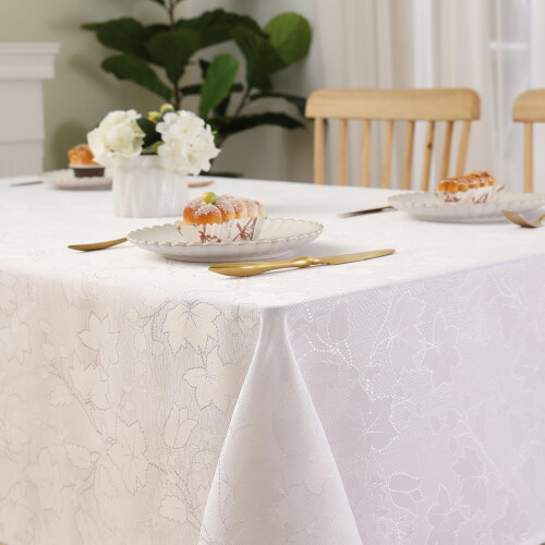 Nappe en Lin Lavable Imperméable Anti-taches Blanc 140x200cm 1