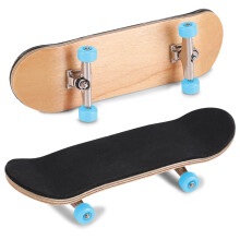 Durable Maple Finger Skateboard with Case Light Blue - Shock-Absorbing