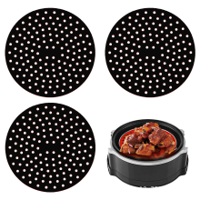 Siliconen bakvormpjes voor de airfryer, 3 stuks, vierkant (21,5 cm), herbruikbaar, antiaanbaklaag, hittebestendig, tijdbesparend.