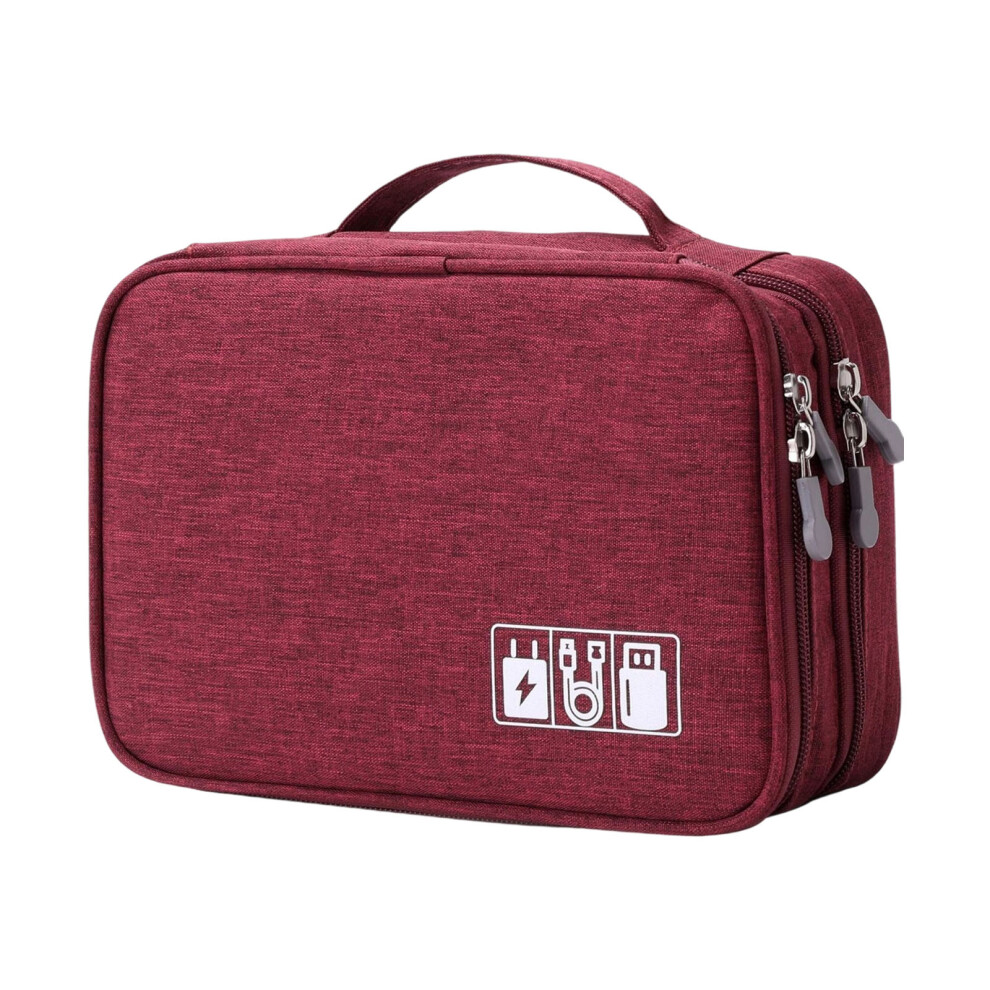 Multipurpose Oxfords Fabric Storage Pouch-Wine Three Layer Red 7754000430857