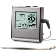 Sofort ablesbares Lebensmittelthermometer, präziser digitaler Kochtimer mit Edelstahlsonde zum Grillen von Fleisch, BBQ, Wasser, Milch, Wein und