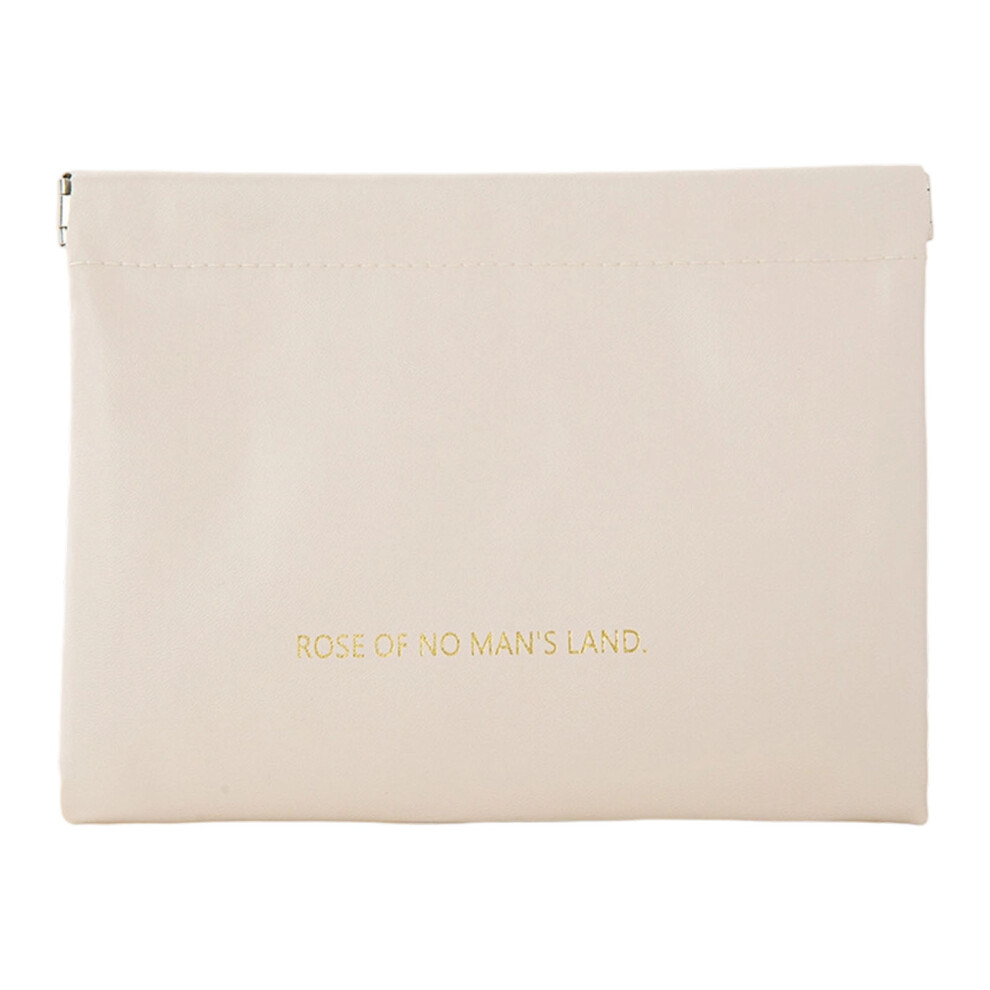 White Auto Closing Makeup Bag Pu Materials-Large Milk Apricot