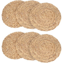 Handcrafted Woven Placemats, Eco-Friendly & Non-Slip, Ideal for Rustic Dining, For Those Who Cherish Nature, 4 Pack 13.5 Inch Diameter Mat