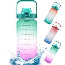 Large Water Bottle for Fitness, Healthy Lifestyle Companion Motivational Water Jug Transparent Tritan Copolyester Plastic, BPA-Free Half Gallon/64oz M