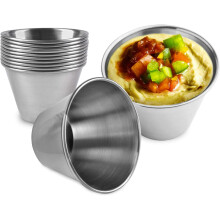 Mini farfurioare individuale pentru casă și exterior, vase reutilizabile din oțel inoxidabil pentru sosuri cu finisaj rezistent la rugină, vase