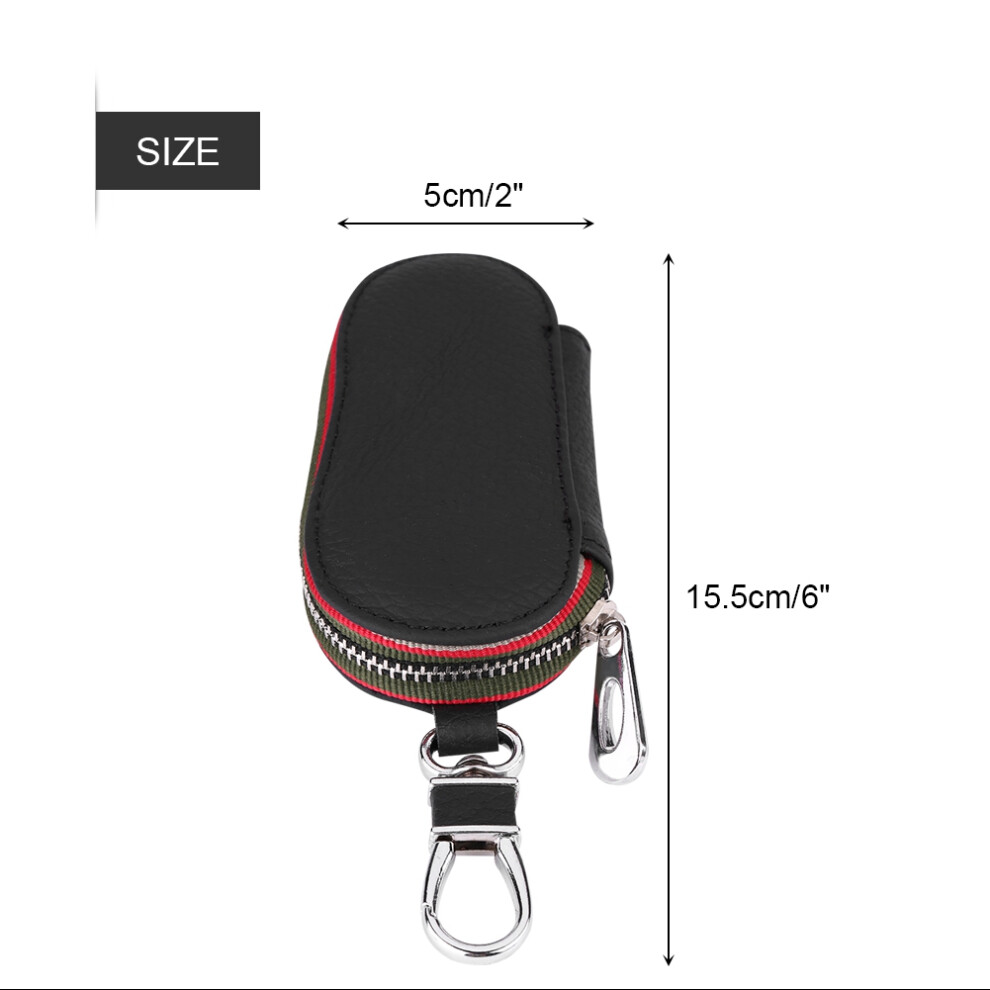 Universal Pu Leather Car Key Case Holder With Zipper Closure Black 4081362955487