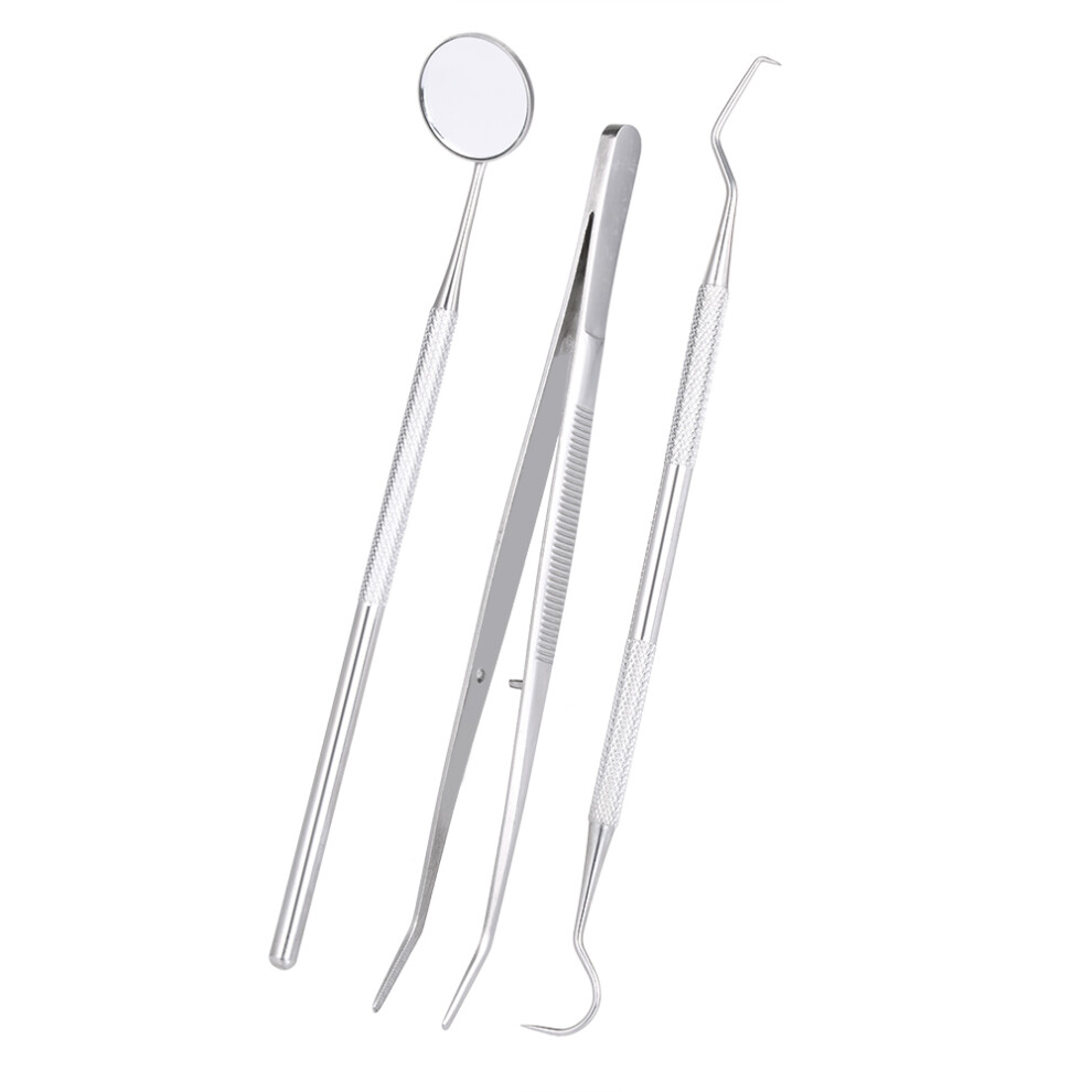 3pcs Dental Care Set: Anti-Fog Mirror Probe Tweezers - Stainless Steel