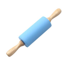 Rolo de massa giratório com cabo de madeira, rolo de silicone atóxico para massa, livre de BPA, com design ergonômico, resistente ao calor e à