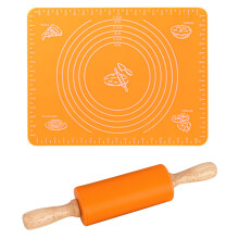 Rolo de massa criativo, mini rolo para massa de confeitaria, silicone antiaderente livre de BPA com cabo de madeira