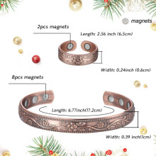 Conjunto de pulseras y anillos magnéticos hipoalergénicos, alternativa no invasiva con imanes de neodimio para el alivio del dolor, joyería de