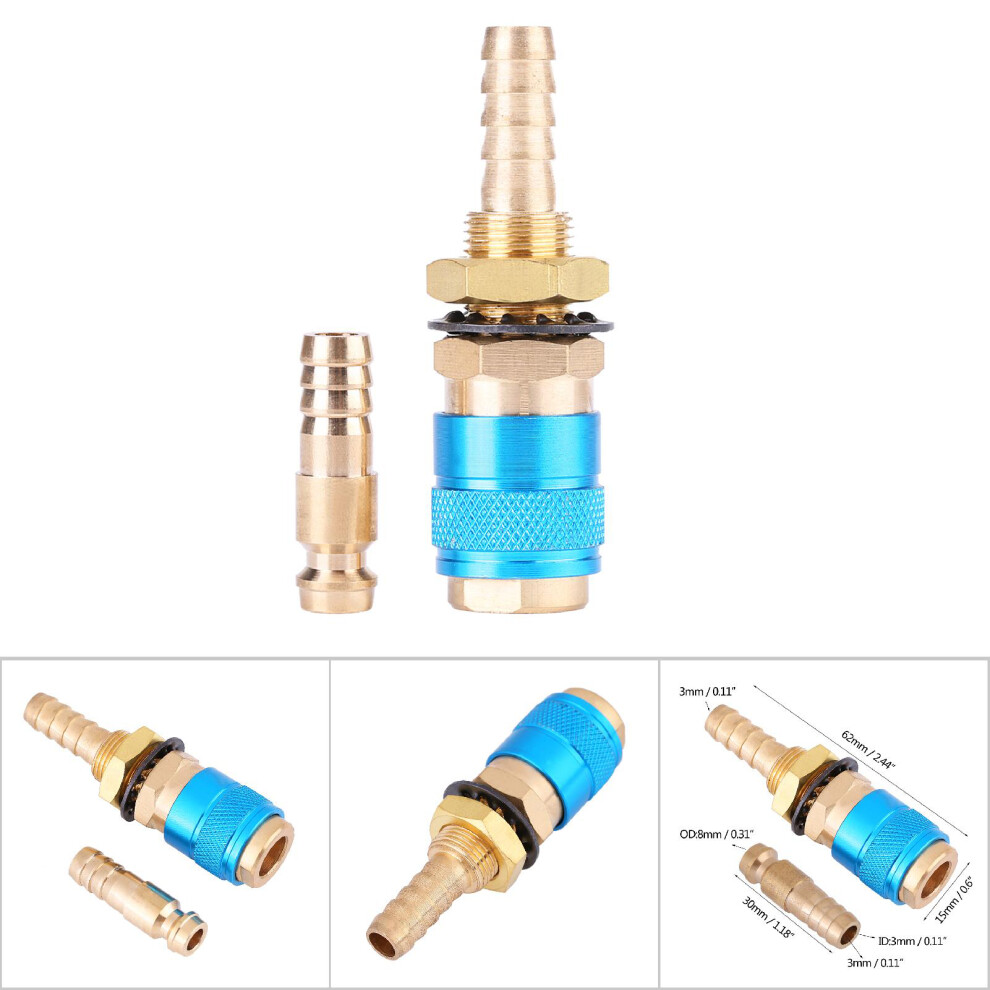 Blue Water Cooled & Gas Adapter Hose Connector For Mig Tig Welding Torch 9441362959192