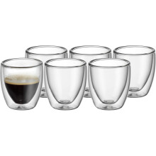 Kaksiseinäiset, eristetyt, lämpötilan siirtymistä estävät espressokupit, 6 kpl, lämmönkestävät borosilikaattilasista valmistetut kupit