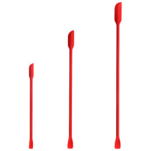 Mini espátula de silicone com corpo alongado e lâmina fina para alcançar locais profundos, reutilizável e atóxica, com design de peça única,