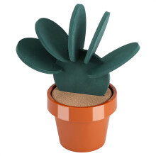 Novelty Potted Cactus Cup Mat Set with Heat Insulation and Desktop Decor, Green Brown