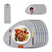 Umweltfreundliche Tischsets aus Filz mit Struktur, rutschfest, hitzebeständig, für drinnen und draußen geeignet, 6er-Set in Hellgrau