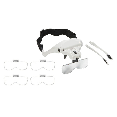 Stirnbandlupe mit 5 Linsen, Doppel-LED-Licht, 2