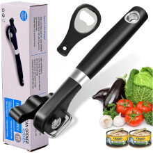 Konservöppnare i rostfritt stål, enkel användning med ergonomisk design säkerställer jämna kanter, kraftig manuell konservöppnare för kök,