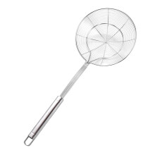 Verstärkter Schaumlöffel aus Edelstahl, ergonomischer, hitzebeständiger Sieb mit langem Griff zum Frittieren von Nudeln und Teigtaschen,
