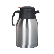 Koffiekan met schenktuit en drukknop op de dop, roestvrijstalen thermische koffiekan met temperatuurbehoud en draaibare siliconen dekselafdichting.