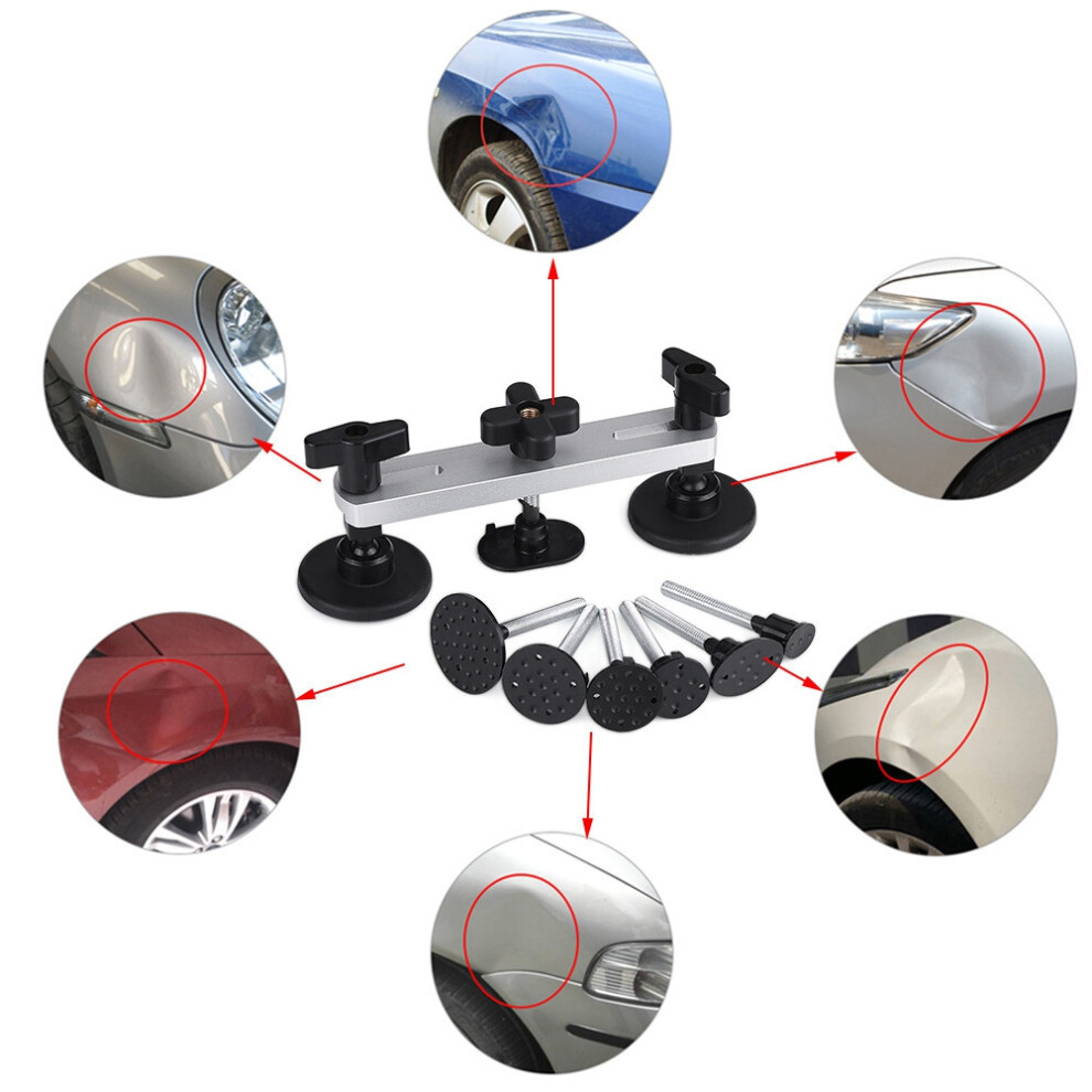 Car Body Paintless Dent Repair Bridge Puller Kit With Tabs, Silver 7891362961404
