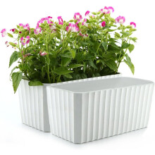 Vielseitiger Fensterkasten mit Wasserreservoir und automatischem Überlaufsystem für Blumen und Kräuter, aus rissfestem Kunststoff und Beton