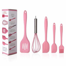 Siliconen gardeset, 5 stuks, hittebestendig tot 232 C, krasbestendig, vaatwasmachinebestendig, comfortabele handgreep, BPA-vrij, perfect voor