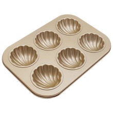 Moule à madeleines en forme de coquillage, antiadhésif, en acier au carbone robuste, compatible lave-vaisselle, couleur champagne doré.