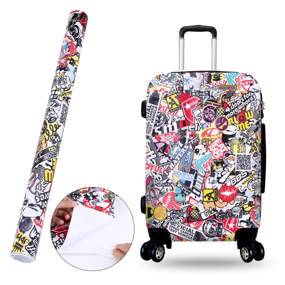 50x75cm Cartoon Rock Panda Graffiti Car Wrap Sticker - Durable & Removable