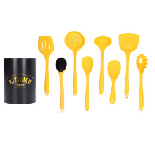 Dishwasher Safe Kitchen Utensils 9PCS Set Including Soup Ladle And Turner Heat Resistant Silicone Spatulas Food Grade Flexible Steel Core Storage Buck
