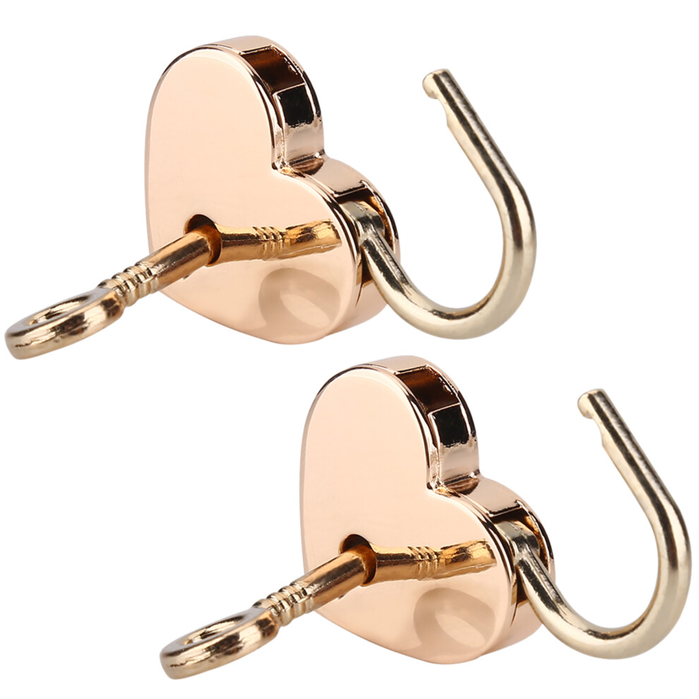 2 Set Heart Shaped Padlock Skeleton Key Metal Lock For Luggage Jewelry Box New 9321362965235