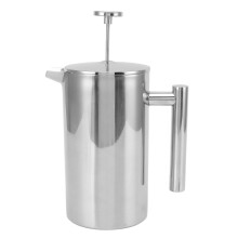Elegante y con estilo, cafetera de émbolo de acero inoxidable para regalar, cafetera de doble pared aislada de acero inoxidable 304, compacta.