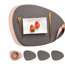 Tischsets aus Kunstleder für den Esstisch, beidseitig verwendbares, runde Tischsets, wasserfeste Tischsets mit rutschfester Oberfläche, modernes