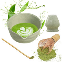 Matcha Whisk Set with Bowl and Tools, Natural Bamboo Matcha Green Tea Powder Whisk Brush Tool, Handcrafted Bamboo Whisk with 76 Tines for Traditional