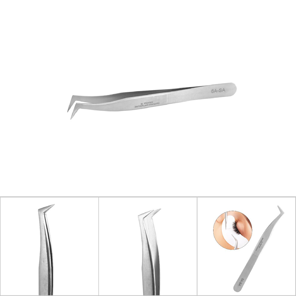 Precision Stainless Steel Eyelash Tweezers 13.5cm for Lash Extensions