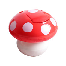 Charm Mushroom Trash Can With Lid Sturdy ABS Materials for-Red