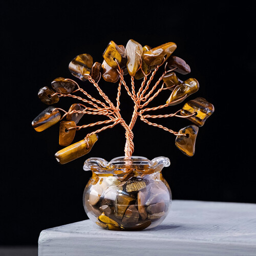 Natural crystal brokens stone wealth tree ornament-Blue 1
