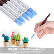 5 Stück Gummispitz-Pinsel für Skulpturen, Ton, Verwischtechnik & Detailzeichnung