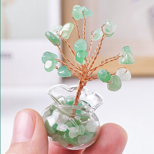Natural crystal brokens stone wealth tree ornament-Blue 2