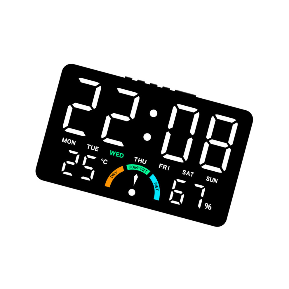 Led Alarm Clock Realtime Environment Data-Black Shell Li White 7754000432202
