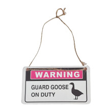 Funny Guard Gooses Sign Natural Wood Weatherproofed-Pink