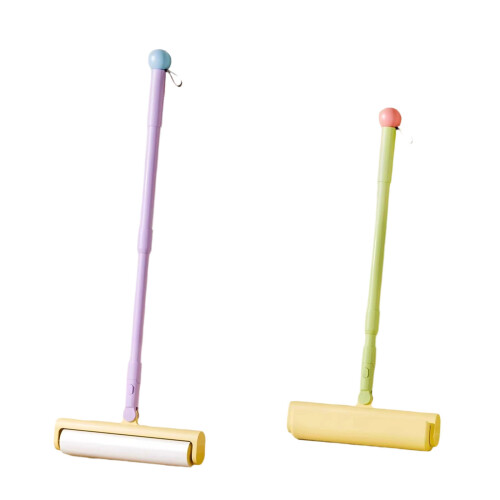 Retractable Lints Remover Roller Long Handle Sticky Mops-Green 1