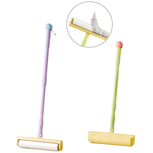 Retractable Lints Remover Roller Long Handle Sticky Mops-Green 2