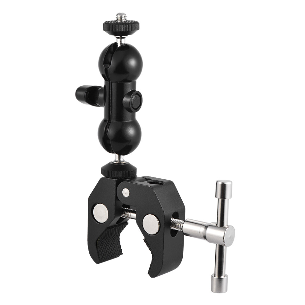 Dual Ballhead Super Clamp Mount For Dslr Camera & Led Light 9451362972190
