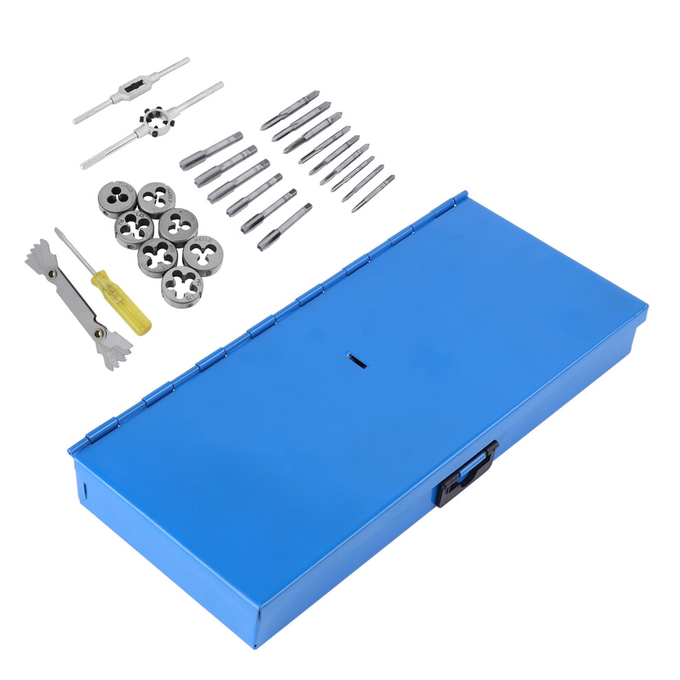 32Pcs Alloy Steel Tap & Die Set M3-M12 With Wrench & Thread Gauge 5071362972576